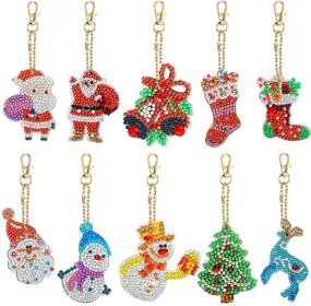 img 4 attached to 🎄 Christmas Diamond Painting Keychain Kit - 10 Pieces 5D DIY Rhinestone Mosaic Making Set with Christmas Tree Santa Claus Full Drill Pendant and 2 Diamond Painting Tools for DIY Christmas Crafts