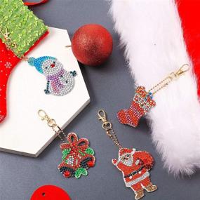 img 1 attached to 🎄 Christmas Diamond Painting Keychain Kit - 10 Pieces 5D DIY Rhinestone Mosaic Making Set with Christmas Tree Santa Claus Full Drill Pendant and 2 Diamond Painting Tools for DIY Christmas Crafts