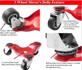 img 2 attached to 🏋️ HutHomery 3 Wheel Furniture Mover's Dolly: Easy Moving System for Heavy Loads in Home, Shop, or Garage - 2 Pack, 300-lbs Load Capacity