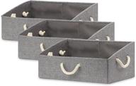 📦 hnzige large trapezoid storage bins 3pack - versatile fabric boxes with rope handles for home & office organization in grey logo