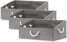 img 4 attached to 📦 HNZIGE Large Trapezoid Storage Bins 3Pack - Versatile Fabric Boxes with Rope Handles for Home & Office Organization in Grey