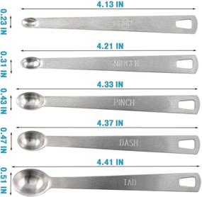 img 2 attached to 🥄 5 Piece Stainless Steel Measuring Spoons Set – Versatile Spoons for Dry or Liquid Ingredients – Ideal for Spice Jars, Baking, and Cooking