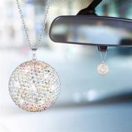 winka crystal ball car decor - rear view mirror decoration, rhinestone hanging ornament for car home decor - car charm decoration, colorful bling car accessories logo