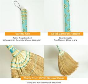 img 2 attached to SN SKENNOVA Asian Broom Thai Pattern Vintage Retro 🧹 Natural Grass Handmade, Blue - Authentic Asian Charm for Efficient Cleaning