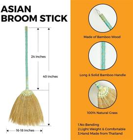 img 3 attached to SN SKENNOVA Asian Broom Thai Pattern Vintage Retro 🧹 Natural Grass Handmade, Blue - Authentic Asian Charm for Efficient Cleaning