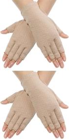 img 4 attached to 🌞 Stay Protected and Stylish this Summer with 2 Pairs of Non-slip UV Protection Fingerless Gloves for Women and Girls