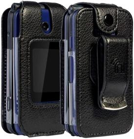 img 4 attached to 📱 Black Vegan Leather Form-Fit Case Cover with Built-in Screen Protection and Metal Belt Clip for Cricket Debut Flip U102AC, AT&T Cingular Flip 4 Phone U102AA - by Nakedcellphone