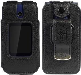 img 3 attached to 📱 Black Vegan Leather Form-Fit Case Cover with Built-in Screen Protection and Metal Belt Clip for Cricket Debut Flip U102AC, AT&T Cingular Flip 4 Phone U102AA - by Nakedcellphone