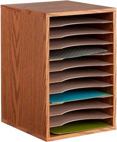 img 1 attached to Safco Products 11 Compartment Desktop Sorter, 9419MO, 📚 in Medium Oak with Durable Laminate Finish, Letter-size Shelves