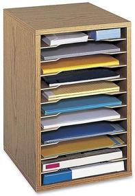 img 2 attached to Safco Products 11 Compartment Desktop Sorter, 9419MO, 📚 in Medium Oak with Durable Laminate Finish, Letter-size Shelves