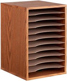 img 4 attached to Safco Products 11 Compartment Desktop Sorter, 9419MO, 📚 in Medium Oak with Durable Laminate Finish, Letter-size Shelves