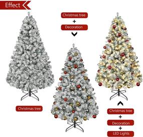 img 3 attached to 🎄 6ft Prelit Decorated Snow Flocked Christmas Tree - Festive Holiday Living Xmas Tree with 350 Warm White LEDs, Lifelike Branch Tips, and Decorations for Home Decoration