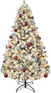 🎄 6ft prelit decorated snow flocked christmas tree - festive holiday living xmas tree with 350 warm white leds, lifelike branch tips, and decorations for home decoration logo