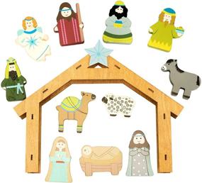 img 2 attached to Joyful Wooden Block Nativity Set - 9.5 inch, Perfect for Children - Set of 12