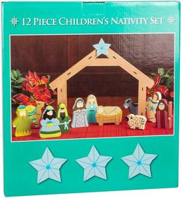 img 1 attached to Joyful Wooden Block Nativity Set - 9.5 inch, Perfect for Children - Set of 12
