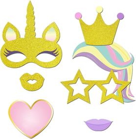 img 2 attached to 🦄 Glitter Unicorn Party Supplies Set (35 Count) - Konsait Funny Rainbow Unicorn Pegasus Photo Props for Baby Shower, Birthday Party Decorations, and Favors Supplies - Ideal for Girls and Kids