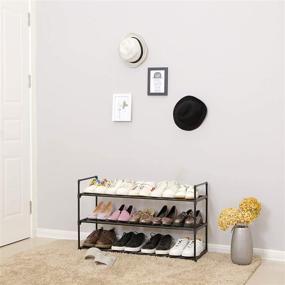 img 3 attached to 👠 SONGMICS Shoe Rack, Stackable Metal Shoe Shelf, 3-Tier Shoe Storage Organizer, Holds 12 to 15 Pairs of Shoes, for Living Room, Entryway, Hallway, Closet, Black ULSA13BK+
