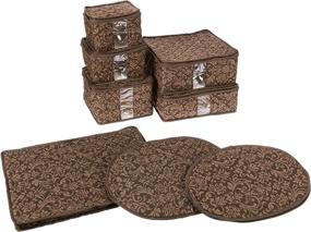 img 4 attached to 🏡 Homewear 8-Piece Hudson Damask China Storage Container Set in Elegant Brown