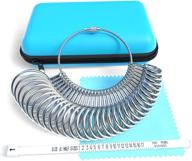 📏 stainless steel ring sizer measuring tool set with dedicated storage box - us size 0-15 | 31 pcs | includes ring gauge soft ruler, polishing cloth | sky-blue jewelry making tool logo