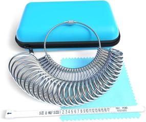 img 4 attached to 📏 Stainless Steel Ring Sizer Measuring Tool Set with Dedicated Storage Box - US Size 0-15 | 31 Pcs | Includes Ring Gauge Soft Ruler, Polishing Cloth | Sky-Blue Jewelry Making Tool