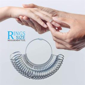 img 3 attached to 📏 Stainless Steel Ring Sizer Measuring Tool Set with Dedicated Storage Box - US Size 0-15 | 31 Pcs | Includes Ring Gauge Soft Ruler, Polishing Cloth | Sky-Blue Jewelry Making Tool