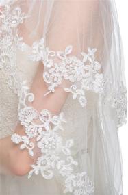 img 1 attached to 💍 Elegant Wedding Veil by Edith Qi: 2T Two-tier Elbow Veils with Delicate Lace Applique Edge and Comb