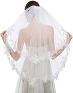 💍 elegant wedding veil by edith qi: 2t two-tier elbow veils with delicate lace applique edge and comb logo
