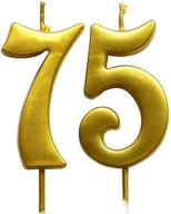 🎉 mesmerizing magjuche gold 75th birthday numeral candle: perfect cake topper decoration for women or men logo