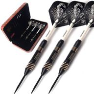 cuesoul steel tip darts set: deluxe pu dart case, black scorpion series, 20/22/24 grams логотип