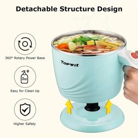 img 2 attached to 🍲 Topwit Mini Electric Hot Pot, Noodles Cooker, Multi-Function Electric Cooker with Steam, Egg, Soup and Stew, Over-Heating & Boil Dry Protection, Dual Power, 1.2L, Green