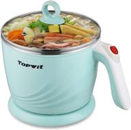 🍲 topwit mini electric hot pot, noodles cooker, multi-function electric cooker with steam, egg, soup and stew, over-heating & boil dry protection, dual power, 1.2l, green логотип