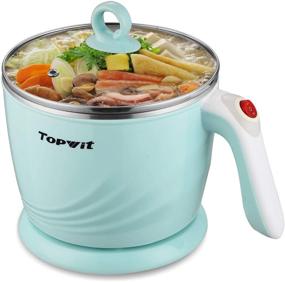 img 4 attached to 🍲 Topwit Mini Electric Hot Pot, Noodles Cooker, Multi-Function Electric Cooker with Steam, Egg, Soup and Stew, Over-Heating & Boil Dry Protection, Dual Power, 1.2L, Green