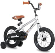 🚲 joystar totem kids bike: bmx style bicycles for 2-9 years old boys and girls - training wheels, kickstand, handbrake - 12 14 16 18 inch options - blue ivory pink green silver logo