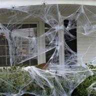 🕸️ spooky and realistic: 90shine 1100 sqft fake spider web cobweb halloween decorations - includes 60 spiders, perfect for outdoor parties! логотип