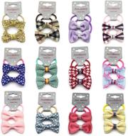 elesa miracle baby girls hair bow elastic ties set - 12 pairs of mini bow hair elastics logo