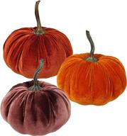 fall-inspired set of 3 faux large rustic harvest decorative pumpkins: velvet foam & fabric pumpkins in rust orange bronze – perfect for autumn weddings, halloween, thanksgiving, mantels, and more! логотип