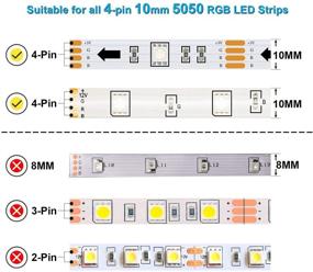 img 3 attached to 🔌 LED Strip Connector DIY Kit: 4 Pin 10mm Gapless Solderless Adapter Extension for SMD 5050 RGB LED Light Strip – Includes 5X Gapless Connectors, 3X L Connectors, 2X T Connectors