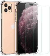 📱 comwinn iphone 11 pro case with 2 x tempered glass screen protector - ultra-thin, shockproof, clear cover for apple iphone 11 pro logo
