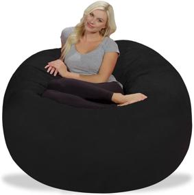 img 1 attached to 🪑 Chill Sack Bean Bag Chair: Giant 5-foot Memory Foam Furniture with Soft Microfiber Cover - Black Sofa for Ultimate Comfort