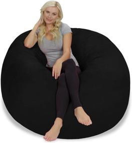 img 2 attached to 🪑 Chill Sack Bean Bag Chair: Giant 5-foot Memory Foam Furniture with Soft Microfiber Cover - Black Sofa for Ultimate Comfort