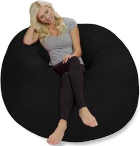 img 3 attached to 🪑 Chill Sack Bean Bag Chair: Giant 5-foot Memory Foam Furniture with Soft Microfiber Cover - Black Sofa for Ultimate Comfort