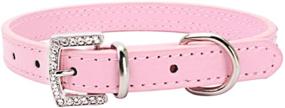 img 1 attached to Stylish THAIN Basic Adjustable Dog Cat Collar with Bling Rhinestones & Shining Diamonds: Premium PU Leather and Rhinestones Buckle