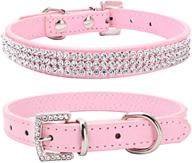 stylish thain basic adjustable dog cat collar with bling rhinestones & shining diamonds: premium pu leather and rhinestones buckle logo