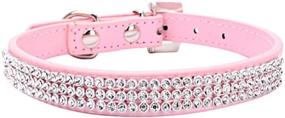 img 2 attached to Stylish THAIN Basic Adjustable Dog Cat Collar with Bling Rhinestones & Shining Diamonds: Premium PU Leather and Rhinestones Buckle