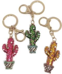 img 1 attached to Cactus Crystal Rhinestone Purse Keychain Men's Accessories