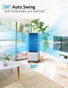 img 4 attached to 🌬️ Agilly Portable Evaporative Air Cooler with Remote - Cool & Humidification Mode, 3 Speeds, 2 Ice Pads & Water Tank, 80° Wide Oscillation, 12H Timer Cooling Fan, Quiet Swamp Cooler for Home/Office/Dorm