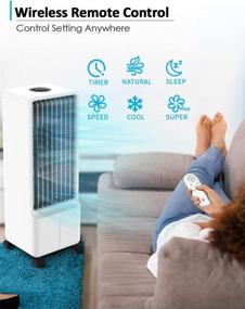 img 3 attached to 🌬️ Agilly Portable Evaporative Air Cooler with Remote - Cool & Humidification Mode, 3 Speeds, 2 Ice Pads & Water Tank, 80° Wide Oscillation, 12H Timer Cooling Fan, Quiet Swamp Cooler for Home/Office/Dorm