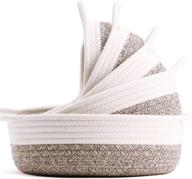 🧺 nuzyz 5-piece round cotton rope baskets: 100% natural cotton woven storage set with handles, key tray, kids toy basket organizer bins for home decor logo