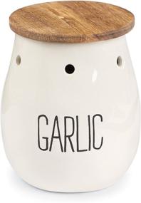 img 1 attached to 🧄 Mud Pie Garlic Keepers (White) - Stylish Storage for Fresh Garlic Cloves!