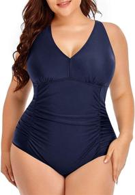 img 4 attached to 👙 WAVELY Plus Size Hollow Out Cutout One Piece Swimsuits for Women with Tummy Control - Stylish Swimwear for a Flattering Look